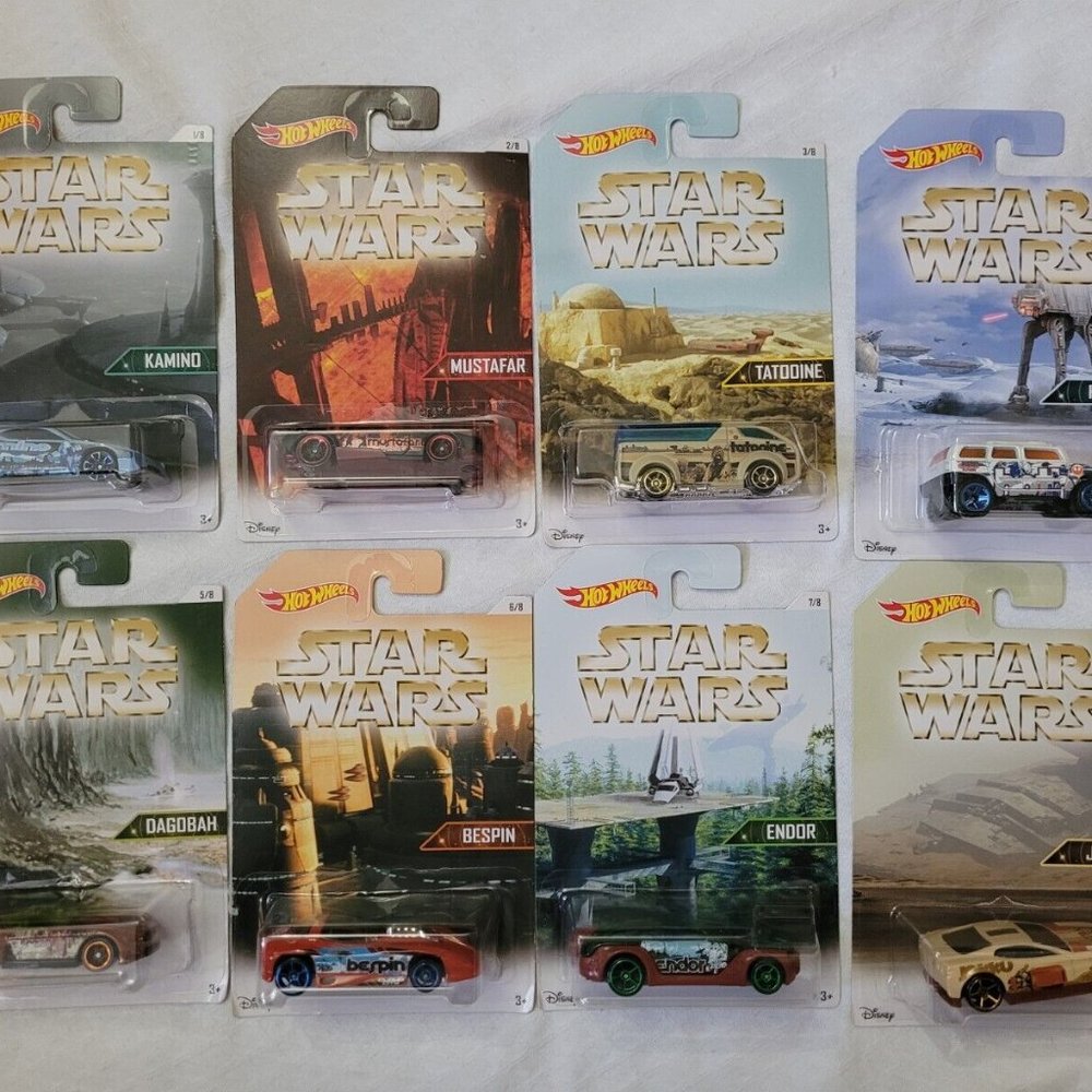Hot Wheels Disney Star Wars - 2015 - Complete Set of (8) - Planet Cars Series